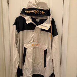 Columbia Black and Cream Hooded Windbreaker